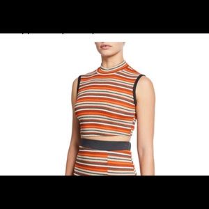 Junie striped sleeveless multicolor mock neck crop top size Large